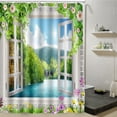 thumbnail image 3 of Waterproof Bath Curtain,180x180cm Beautiful Print Shower Bathroom Curtain Waterproof Shower Curtain Streamlined Design, 3 of 7