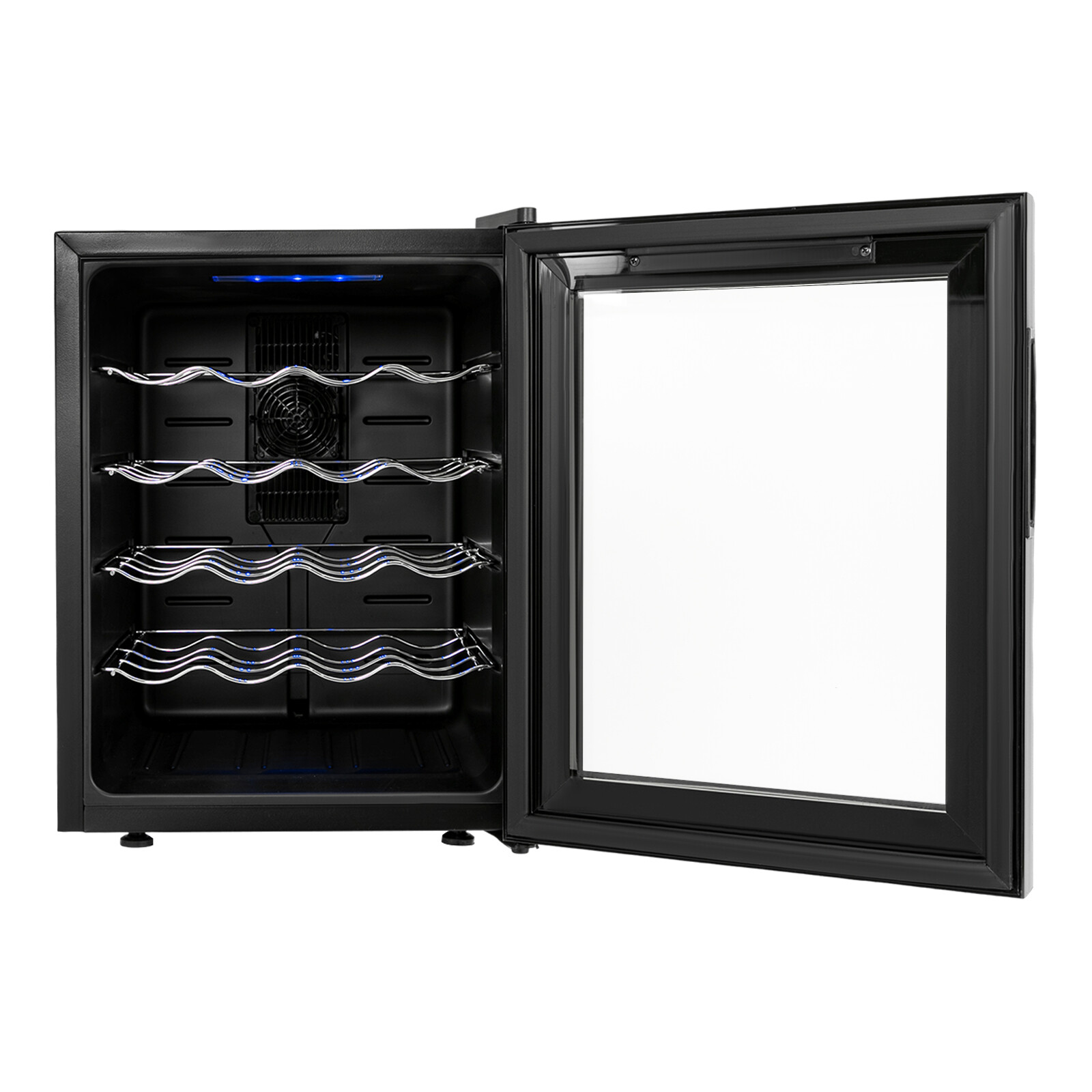 48L Wine Fridge Electric 55W Semiconductor Cooling, Air-Cooled Frost-Free System, 12-18°C Precise Temp Control, 4 Shelves Hold 20 Bottles, 39dB Ultra-Quiet, Black Modern Design for Home/Bar