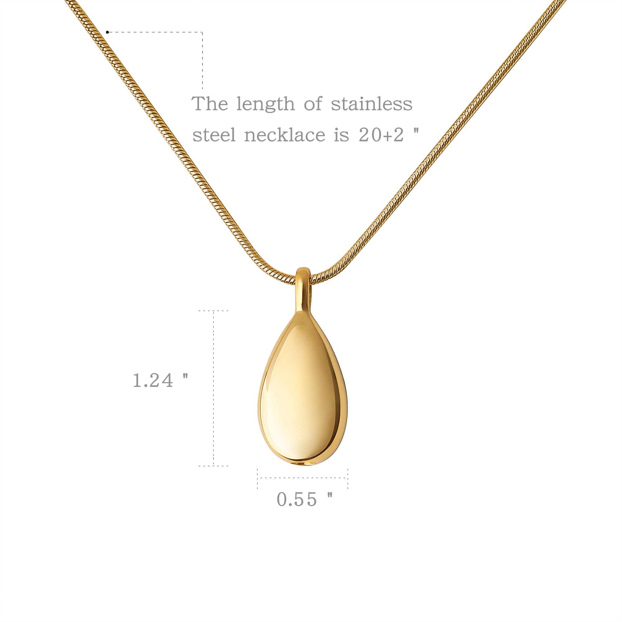 Anavia Memory Teardrop Keepsake Ashes Necklace, Urn Pendant Cremation Memorial Jewelry, Urn Necklace for Human Ashes - [Gold Necklace]