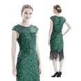 thumbnail image 3 of Vintage Flapper Great Gatsby Party Dress O-Neck Sleeveless Sequin Beaded Tassel Evening Dress Vestidos Feminina,Green, 3 of 10