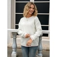 thumbnail image 5 of Women'S Long Sleeve Round Neck Pullover Sweater Bowknot Backless Knit Tops White L, 5 of 9