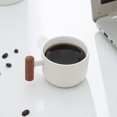 thumbnail image 3 of Juego de 1 taza de café espresso de cerámica de 2 oz con mango de madera, tazas de té pequeñas, 3 of 5