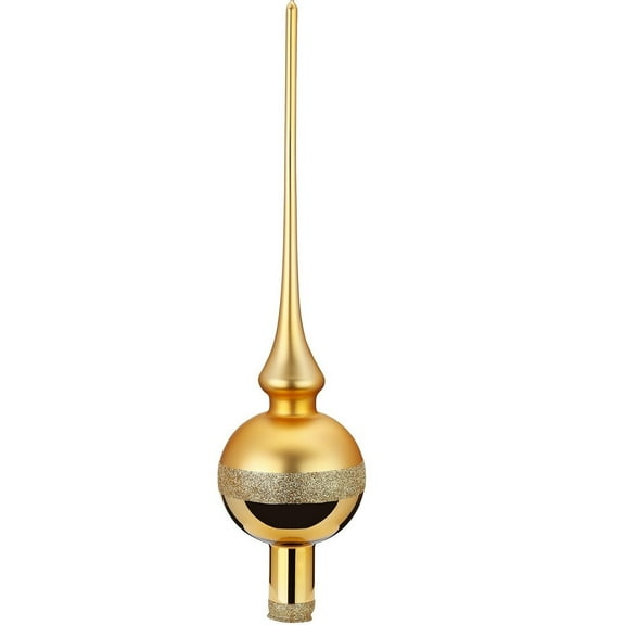 Inge Glas Horizon Gold Matte German Glass Christmas Tree Topper 11.9 Inch