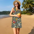 thumbnail image 3 of Xecao Mignon Animal Forêt pour Robes d'Été pour Femmes Robes Décontractées de Plage Robes de Plage Sans Manches T-Shirt Robe Évasée avec Poches, 3 of 7