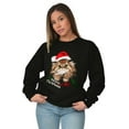 thumbnail image 3 of Cute Santa Cat Meowy Christmas Pun Sweatshirt for Men or Women Brisco Brands S, 3 of 6
