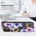 thumbnail image 2 of Allytech Floral Series Soft TPU Back Cover Ring Holder Kickstand Bumper Translucent Shockproof Slim Shell Cell Phone Case Cover for Apple iPhone 12, Purple Flower, 2 of 4