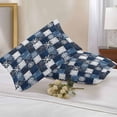 thumbnail image 2 of Blue Patchwork Outdoor Pillow Covers Set of 2 Snowflake Blue Flower Checkered Waterproof Throw Pillow Case Decorative Square Cushion Cover for Patio Couch Garden Balcony, 20"x12", 2 of 9