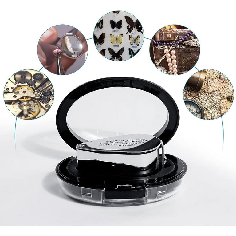 REVIEW 40X Full Metal Illuminated Jewelry Loop Magnifier, Pocket Folding  with Dual LED's 