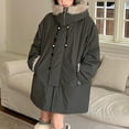 thumbnail image 2 of FRSASU Womens Winter Large Size Coat Solid Color Warm Zipper with Pockets Long Sleeve Hooded Casual Cotton Jacket Comfortable Top Army Green, 2 of 6