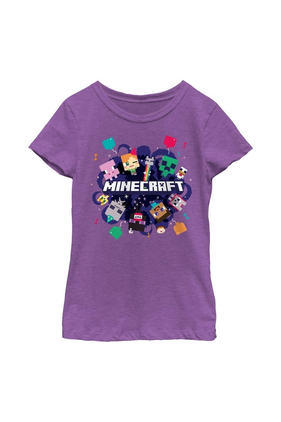 Girl's Minecraft Alex Steve Portal Party Graphic T-Shirt