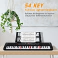 thumbnail image 3 of GLARRY 54 Teclas Iluminadas Teclado Eléctrico Piano para Principiantes Teclado Musical Portátil Bebé con Atril, Micrófono, Fuente de Alimentación, Auriculares, 3 of 5