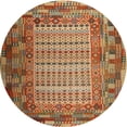 thumbnail image 1 of Ahgly Company Indoor Round Contemporary Mahogany Brown Patchwork Area Rugs, 6' Round, 1 of 6