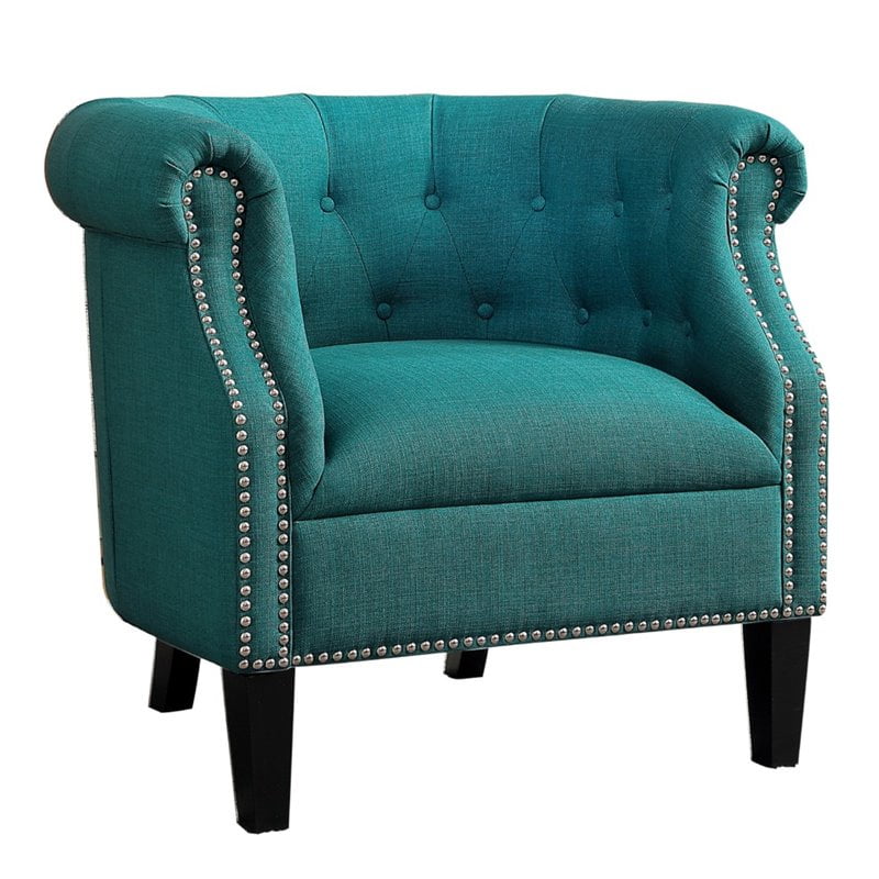 Lexicon Karlock Fabric Upholstered Accent Chair in Turquoise - Walmart.com