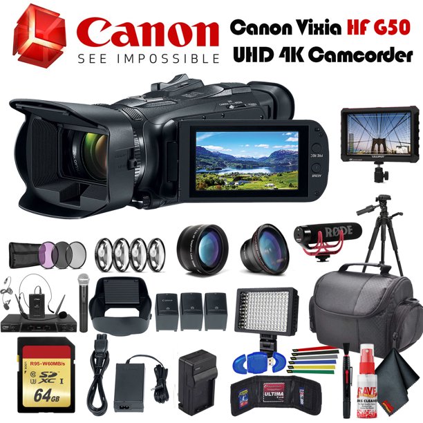 Canon Vixia HF G50 UHD 4K Camcorder (3667C002) With 2 Extra Batteries