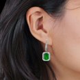 thumbnail image 5 of Blue Apple Jewelry Co. Emerald Cut Leverback Women Earrings Simulated Green Emerald 925 Sterling Silver, 5 of 5