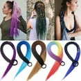 thumbnail image 2 of Benehair 4 Strands Senegalese Twist Braids Ponytail Bright Pigtail Hair Extensions Dreadlocks Kanekalon Crochet Braids for Women 16" Ombre Blue, 2 of 11