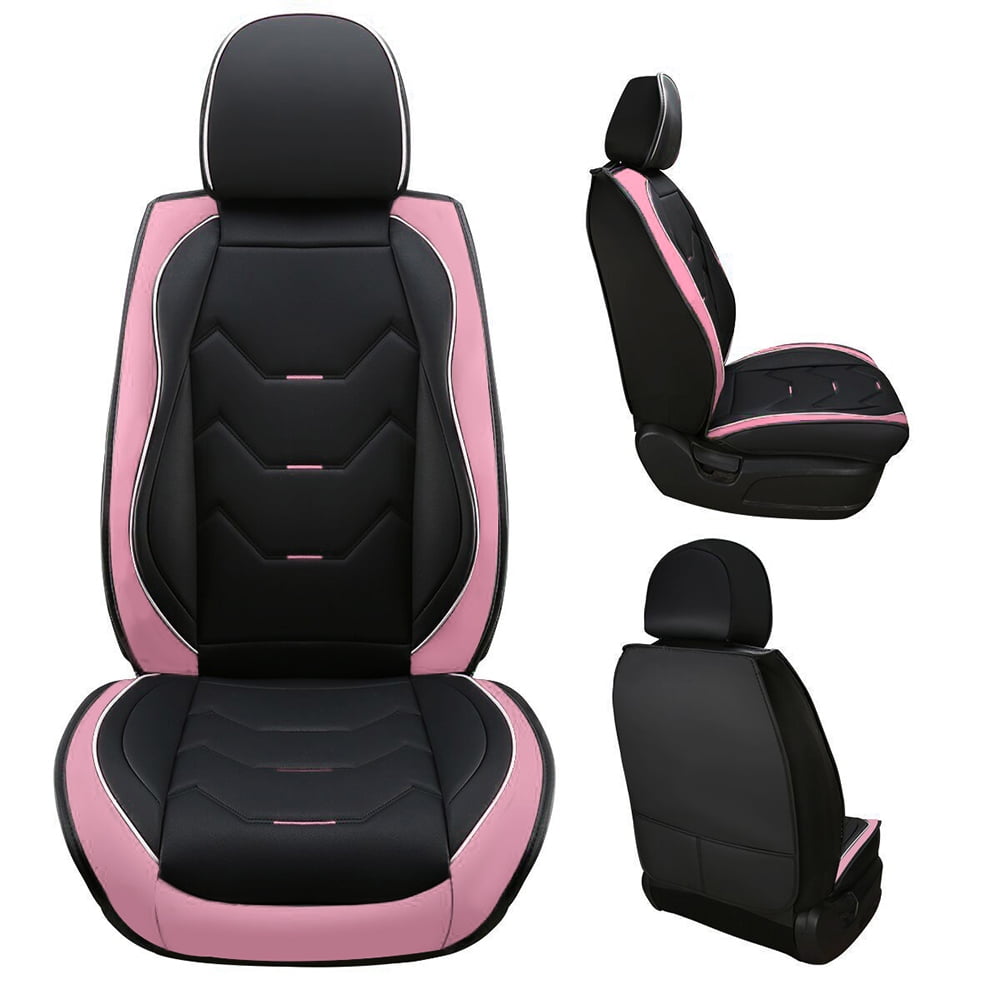 OTOEZ Universal Car Seat Cover Pink PU Leather 5 Seats, Front Rear Seat Protector Full Set, Waterproof Cushion Fit Most Honda Toyota Chevy Ford Nissan Vehicle Truck SUV