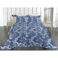 thumbnail image 2 of Ambesonne Peony Quilted Bedspread Set 3 Pcs, Winter Boho Flowers Jungle, Queen, Dark Ceil Blue and Soft Blue, 2 of 4