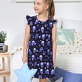thumbnail image 4 of Balery Skull flower leaf purple Camisón de princesa para niñas, pijama de algodón con mangas abullonadas, suave y bonito.-Large, 4 of 6