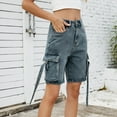 thumbnail image 1 of MKLEKYY Pantalones Cortos de Mezclilla para Mujer, Informales, de Verano, A La Moda Urbana, Lavados, con Bolsillos, Desgastados, No Elásticos, para El Trabajo, 1 of 4