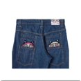 thumbnail image 1 of Pantalones vaqueros holgados de cintura baja con estampado de calaveras y bolsillos estilo Harajuku de High Street, pantalones anchos negros lavados con estilo hip hop Y2K para patinetas, 1 of 4