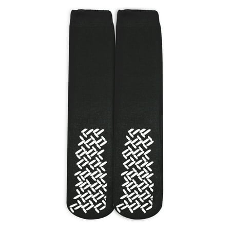 Maroon Womens Socks - Nobles Assorted Anti Skid/ No Slip Hospital Gripper Socks, Great for adults, men, women. Designed for medical hospital patients but great for everyone (1 Pair Black)