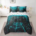 thumbnail image 2 of Manfei Gamer Gaming 7 Pieces Bedding Comforter Set,Modern Gamepad Full Bedding Set,Black Blue Fitted Sheet Flat Sheet For Teens,Breathable Home Decor Reversible, 2 of 8