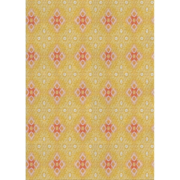Ahgly Company Indoor Rectangle Patterned Chrome Gold Yellow Novelty Area Rugs, 4' x 6'