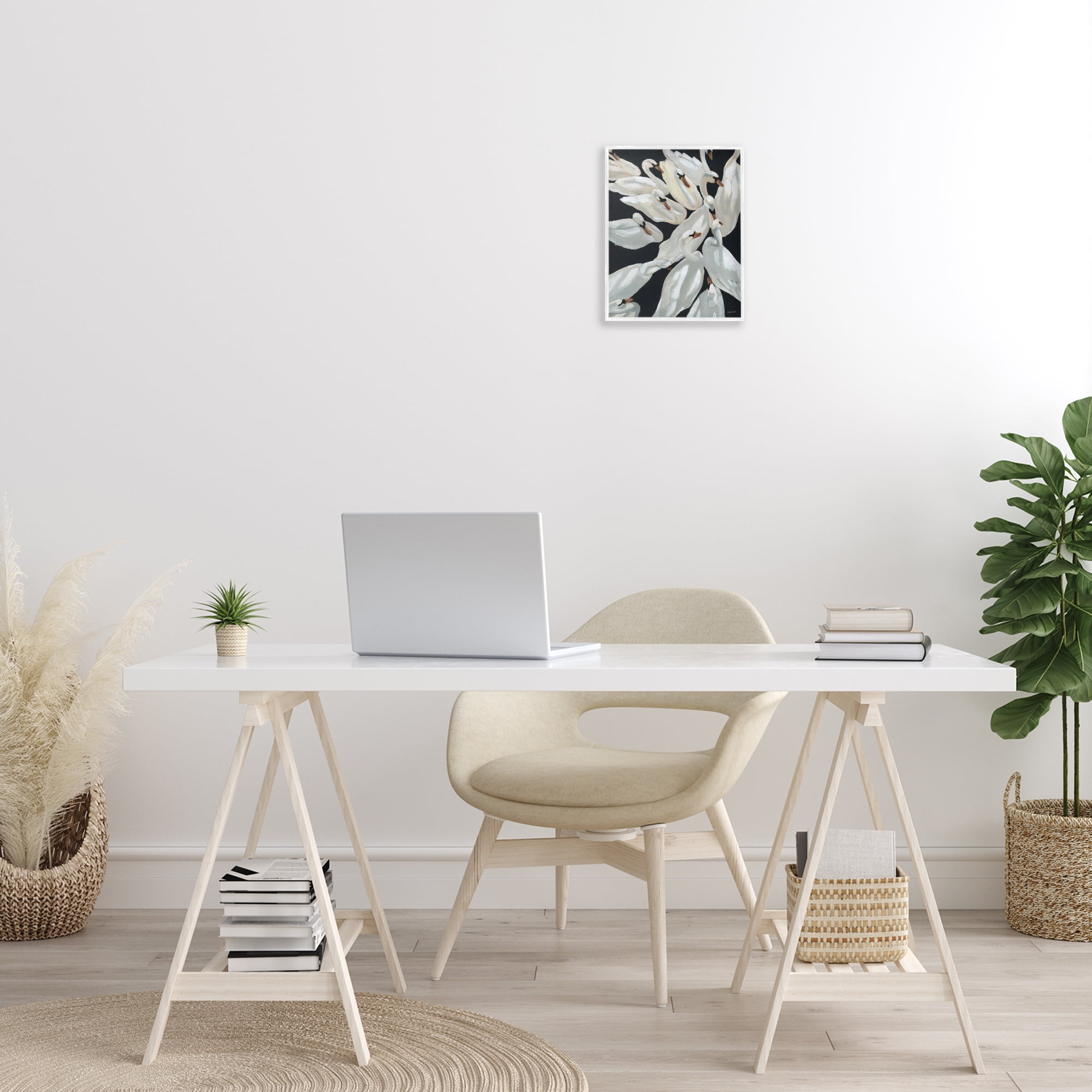 Stupell Industries Gathered Swans Swimming Animals & Insects Painting White Framed Art Print Wall Art, 11 x 14