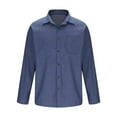 thumbnail image 5 of Shirt Men Long Sleeve Western Work Dress Shirts Casual Button Down Denim Blouses with Pocket Navy M, 5 of 6