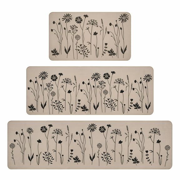 AUQ Kitchen Mat Set of 3,Non Slip Anti-Fatigue Rugs for Kitchen,Office,17"x59",17"x47" and 17"x29"