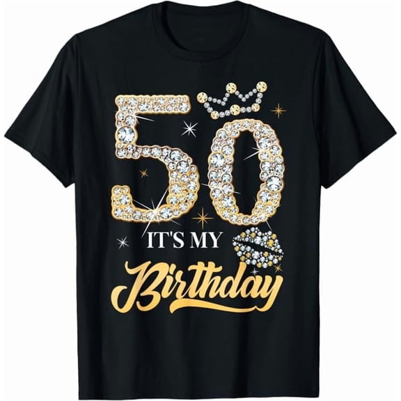 Greenink It's My 50th Birthday Diamond Shoes 50 Years Old Women Funy Gifts T-Shirt Crew Neck Short Sleeve Tees