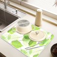 thumbnail image 6 of Ryvnso Green Leaves Dish Drying Mat for Kitchen Countertop 16x18 Small Dish Pad Drainer Rack Dish Sink Mats, 6 of 7