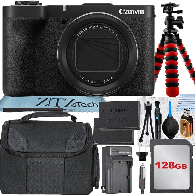 Canon PowerShot V1 4K Vlogging Camera + 128GB Memory Card + Case + ZeeTech Accessory Bundle