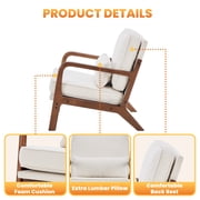 EDX Mid Century Modern Accent Chair, Comfy Fabric Living Room Chairs with Solid Wood Frame, Lounge Reading Armchair, Easy Assembly