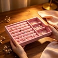 thumbnail image 6 of Stackable Velvet Jewelry Tray Organizer with Multiple Compartments for Rings Earrings Necklaces Bracelets Storage Drawer Divider Wood Base Jewelry Box for Vanity Dresser Organization, 6 of 6