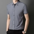 thumbnail image 2 of IWRICH Strip Shirts for Men Short Sleeve Button down Shirt Casual Formal Business Regular Fit Shirts with Pocket Black XXXL, 2 of 6