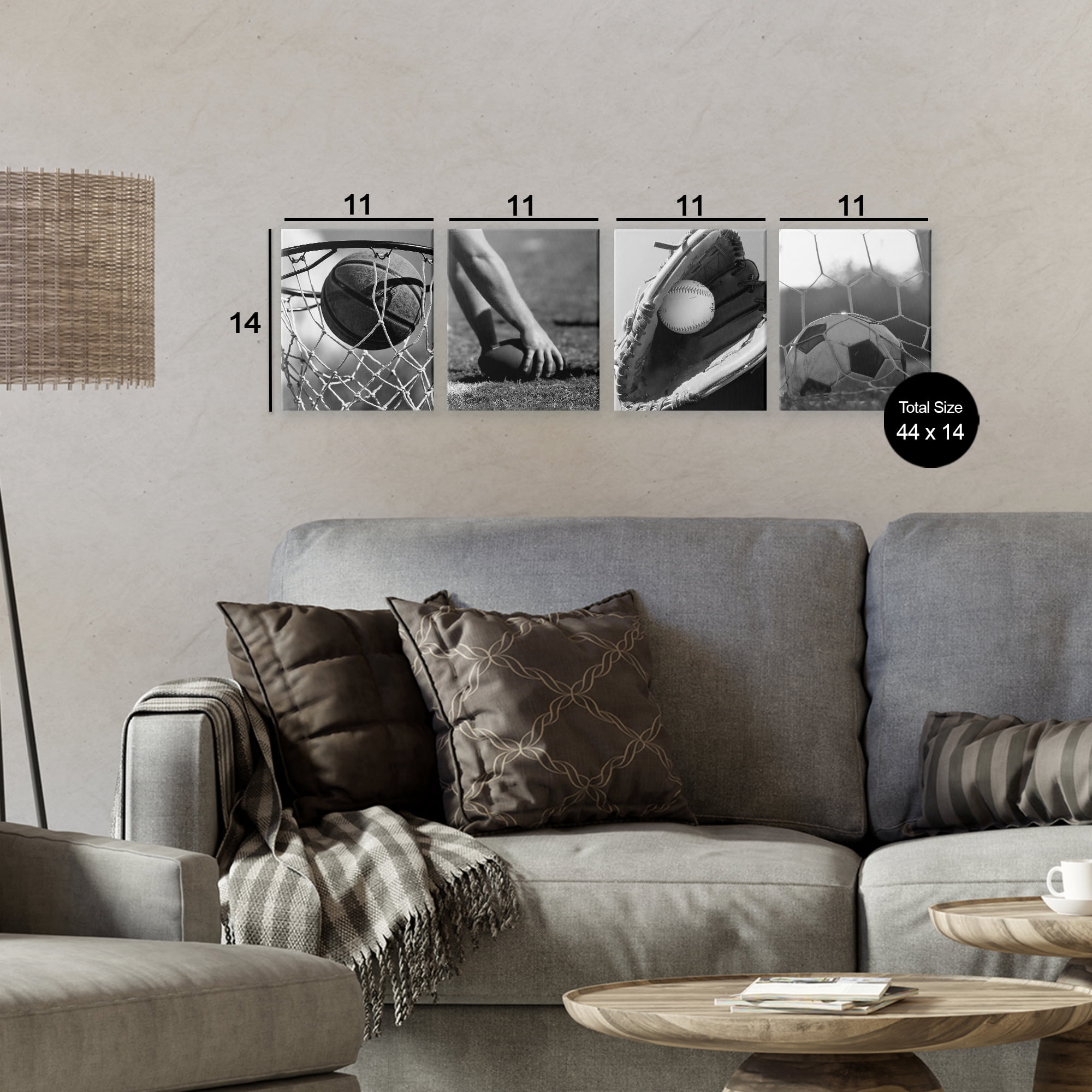 Stupell Industries Athletic Sports In Action 4 Piece Canvas Wall Art Set, design by Marcus Prime