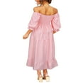 thumbnail image 4 of MesaSe Robe Bohème Fluide pour Femmes à Manches Bouffantes, Épaules Dénudées, à Carreaux, à Volants, Robe Midi, Robes d'Invitée de Mariage, 4 of 6