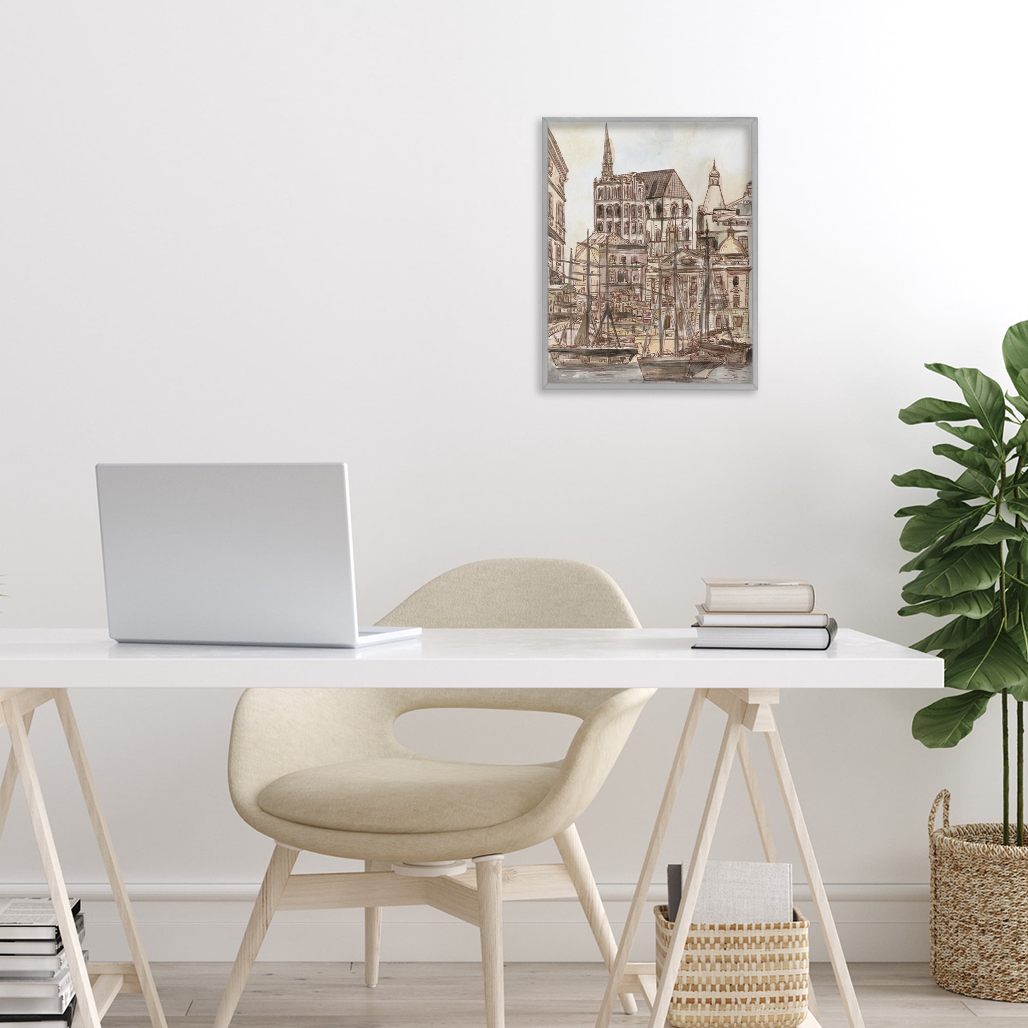 Stupell Industries Harbor of Salted Remnants Gray Framed Giclee Art, design by Melissa Wang