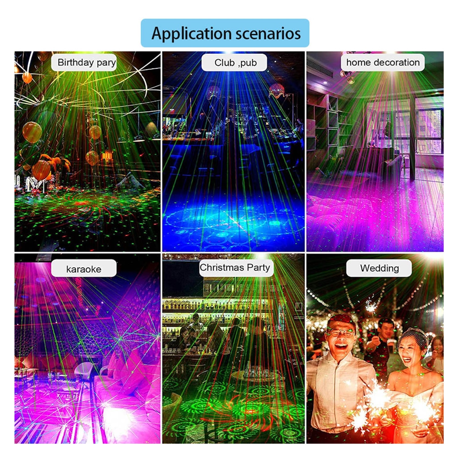 Outdoor Stage Disco Party Light DJ Projector Lamp Red Green Blue Strobe Lights With Remote For Party Decor Sound Activated ,Party Event Wedding Holiday Bar Club