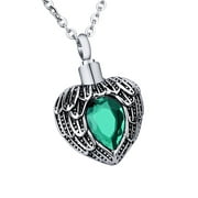 AROMITA JEWELRY May Emerald Angel Near Heart Birthstone Cremation Jewelry Keepsake Memorial Urn Necklace for Friend/Family/Pet