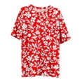 thumbnail image 5 of Xdegoge T Shirt for Women Round Neck Short Sleeve Casual Artistic Everyday Wear Oversized Fit Large Watercolor Botanical Floral Graphic Print Soft Stretchy Summer Spring Tops, 5 of 6