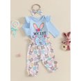 thumbnail image 3 of Okbabeha Newborn Baby Girl Easter Outfit Bunny Ruffle Long Sleeve Romper Easter Eggs Long Pants Headband 3Pcs Set 0 3 6 9 12 18 Months, 3 of 8