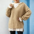 thumbnail image 2 of Women Sweater Solid Cable Knit Casual Loose Long Sleeve Tops Fall Winter Pullover Knitwear Blouse Daily Wear, 2 of 4