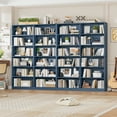thumbnail image 6 of Homfa 74.3” Double Wide 6-Tier Bookcase, Extra Large Wooden Freestanding Display Bookshelf for Home Office Living Room, Blue, 6 of 7