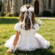 Decorland Bow Alligator Hair Clips, White, 1 Count