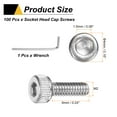 thumbnail image 2 of Uxcell 100 Pack Hex Socket Head Cap Screws Bolts, M2x6mm 304 Stainless Steel Socket Drive Machine Screws Bolts with Wrench, Full Threaded, Silver, 2 of 7