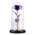 thumbnail image 3 of MasteelfCA 1Pc Simulative Rose LED Lamp Delicate Glass Rose Cover Decoration Desktop Night Light Layout Valentine Day Flower Gift (Goldleaf, Purple, Three Leaf), 3 of 7