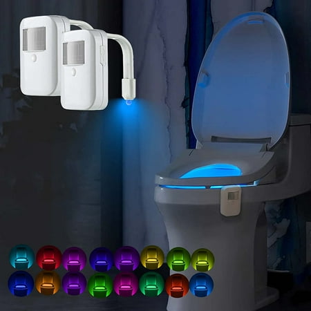 

Rechargeable Toilet Light 2Pack 16 Color Toilet Bowl Light Motion Sensor Activated Funny & Unique Led Seat Light for Bathroom Decors Gifts Idea for Dad Teen Boy Kids Men Women